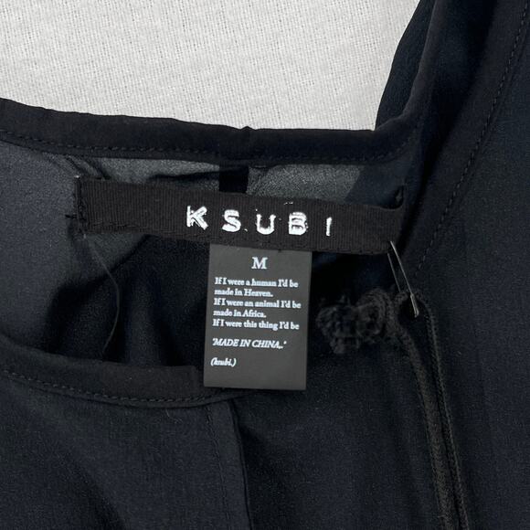 KSUBI Stretch Chiffon Tank Top Womens Medium Black Silk Blend Semi Sheer NEW - Picture 9 of 13